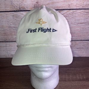 Vintage First Flight White & Yellow Adjustable Hat